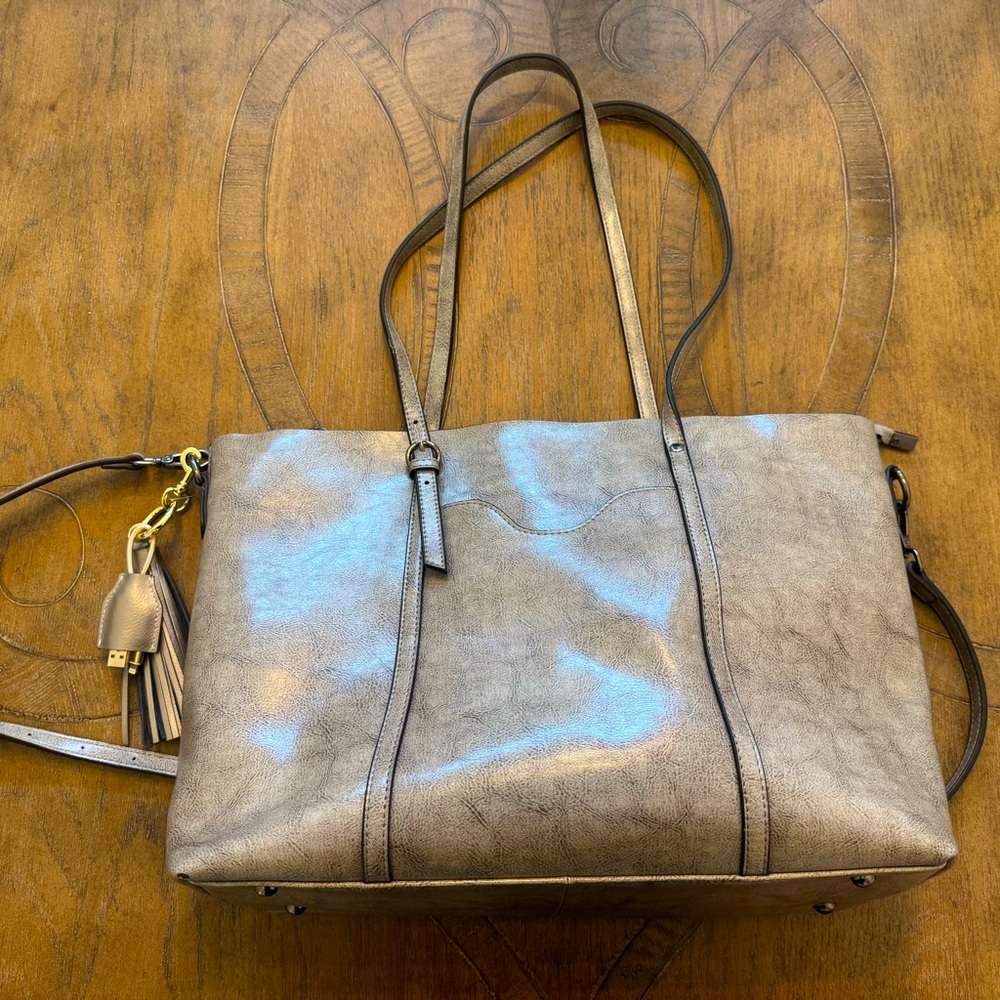 Leather Grey laptop Purse